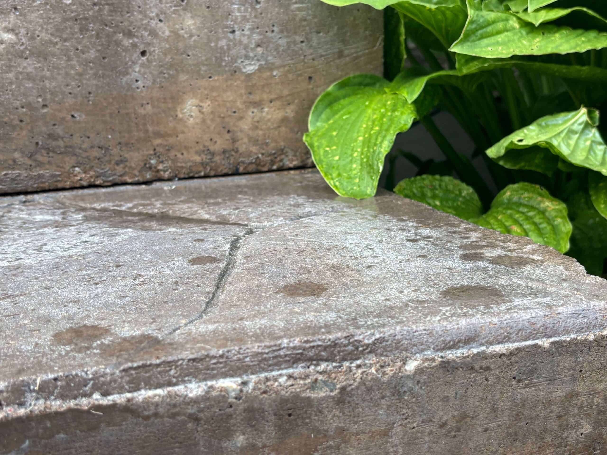 A concrete slab after being raised with polyurethane lifting foam.